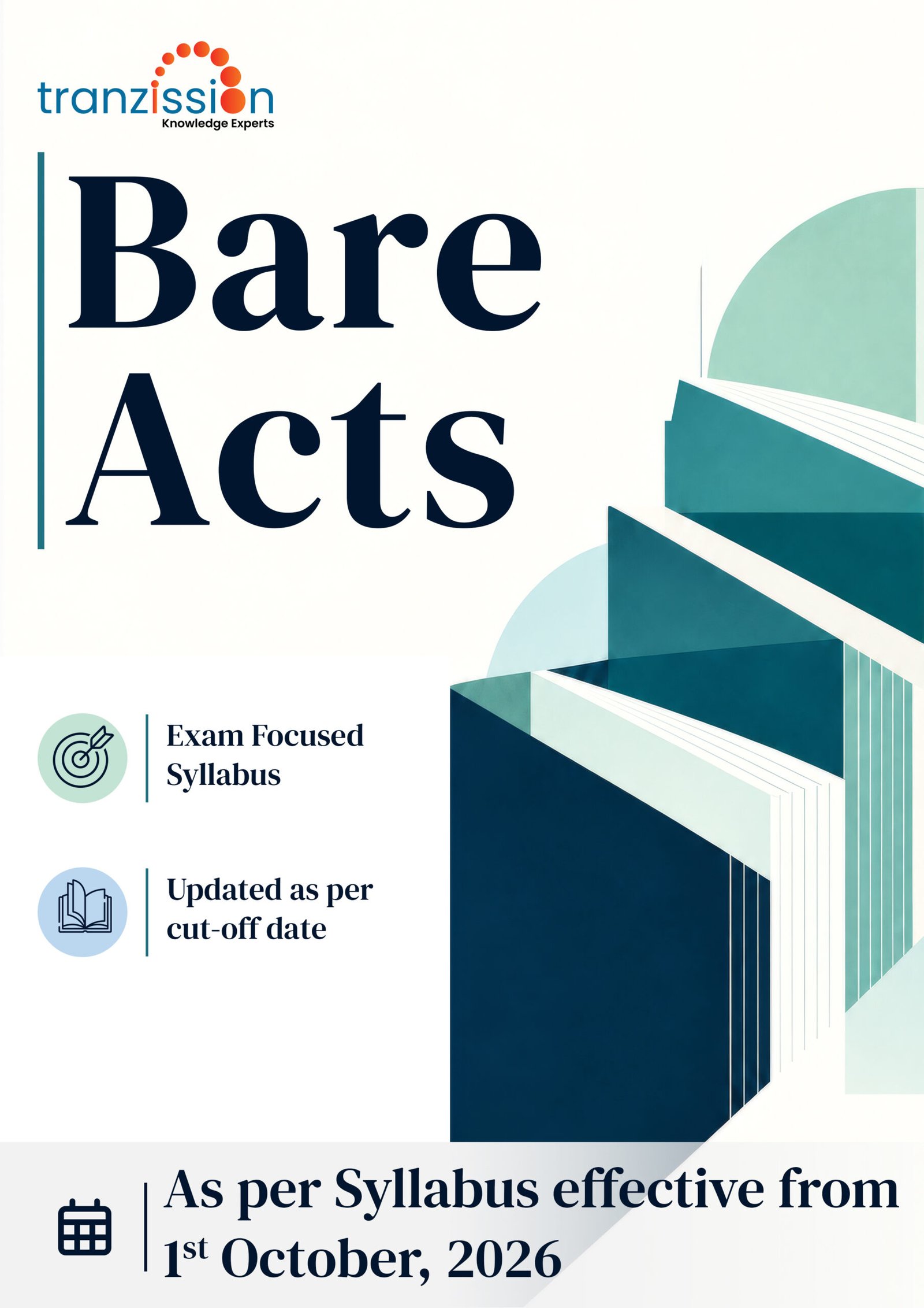 Cover of Bare Acts Part 1 and Part 2 by Tranzission, as per syllabus effective from 1st October, 2026